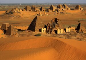 What are the sections of the pyramids of Begrawiya