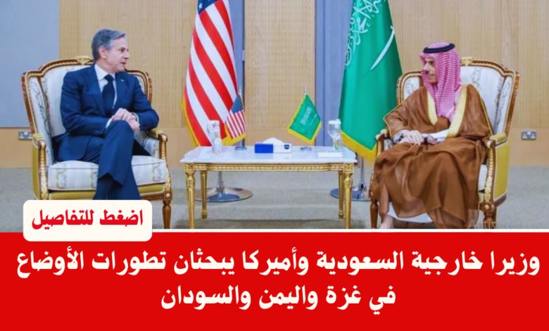وزيرا خارجية السعودية وأميركا يبحثان تطورات الأوضاع في غزة واليمن والسودان