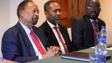 عبدالله حمدوك خلال اجتماع مع المركز الفرنسي للعلاقات الدولية في باريس