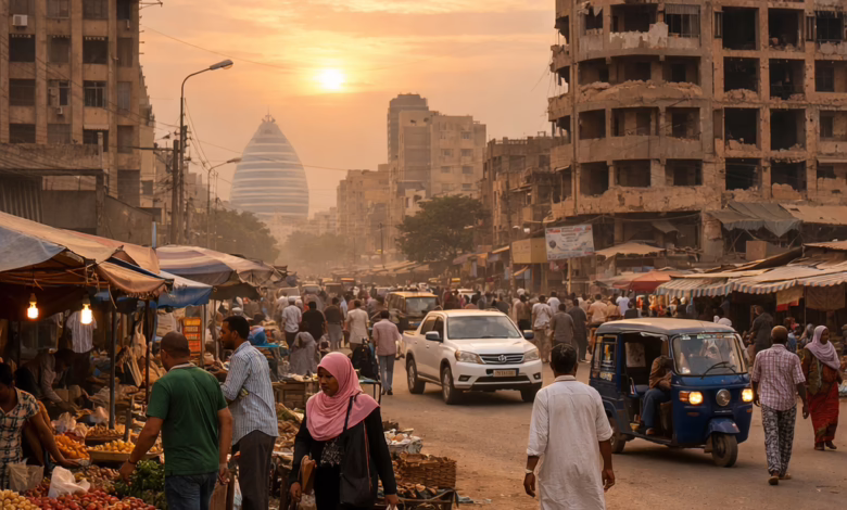مشهد من أحد أحياء الخرطوم مع عودة السكان وسط آثار الحرب وتحديات المعيشة